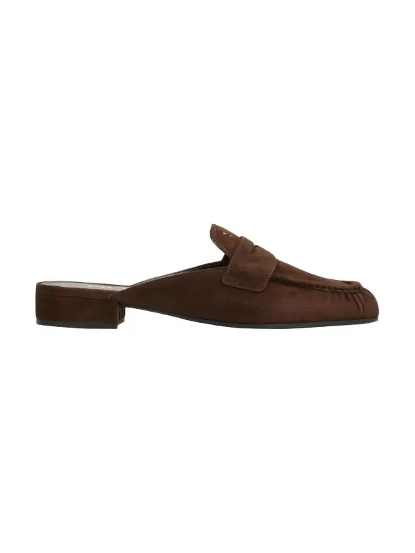 5mm Suede Penny Loafer Mules