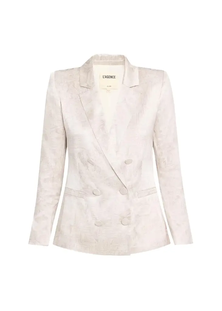 L'Agence Sena Double-Breasted Silk Blazer