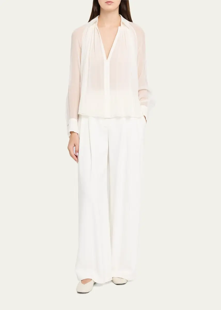 Vince Sheer Gathered Blouse | Thumbnail 2 Vince Sheer Gathered Blouse | Thumbnail 2