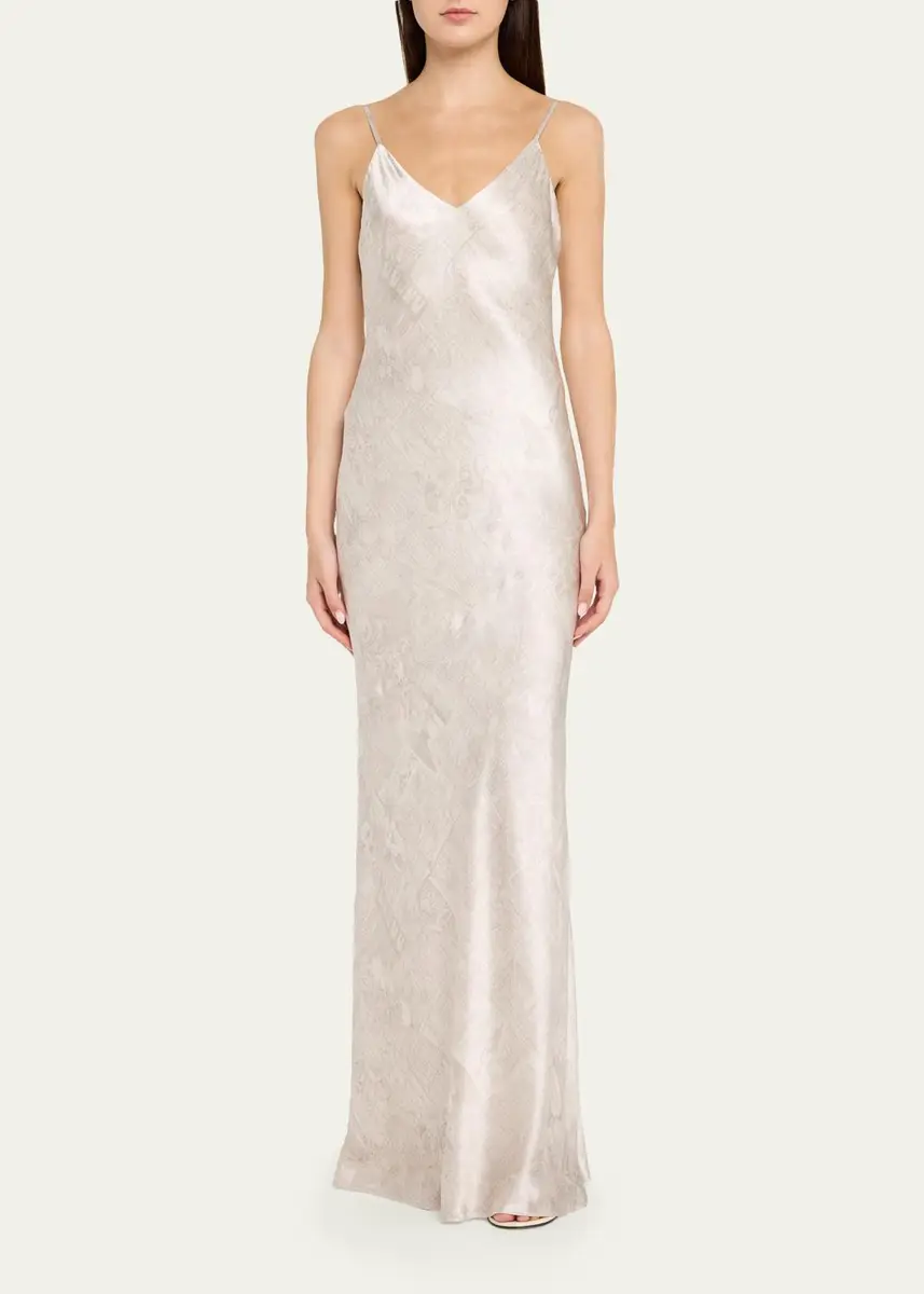 L'Agence Serita V-Neck Silk Maxi Dress | Thumbnail 2