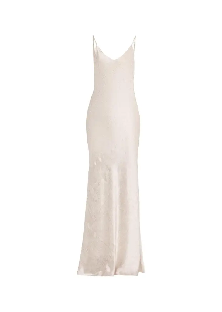 L'Agence Serita V-Neck Silk Maxi Dress