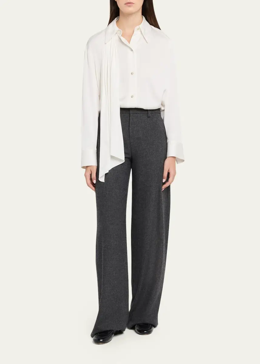 Vince Draped Scarf Silk-Blend Shirt | Thumbnail 2 Vince Draped Scarf Silk-Blend Shirt | Thumbnail 2