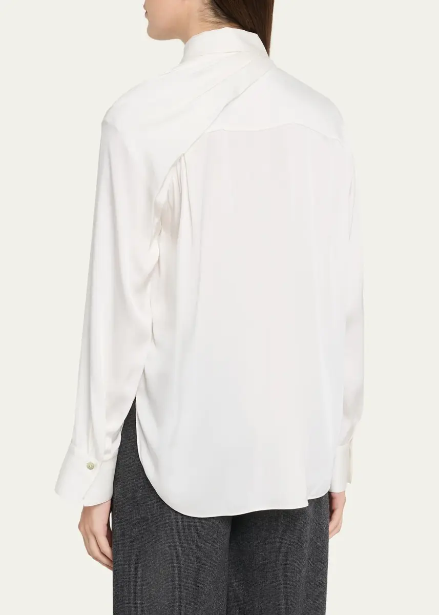Vince Draped Scarf Silk-Blend Shirt | Thumbnail 3 Vince Draped Scarf Silk-Blend Shirt | Thumbnail 3
