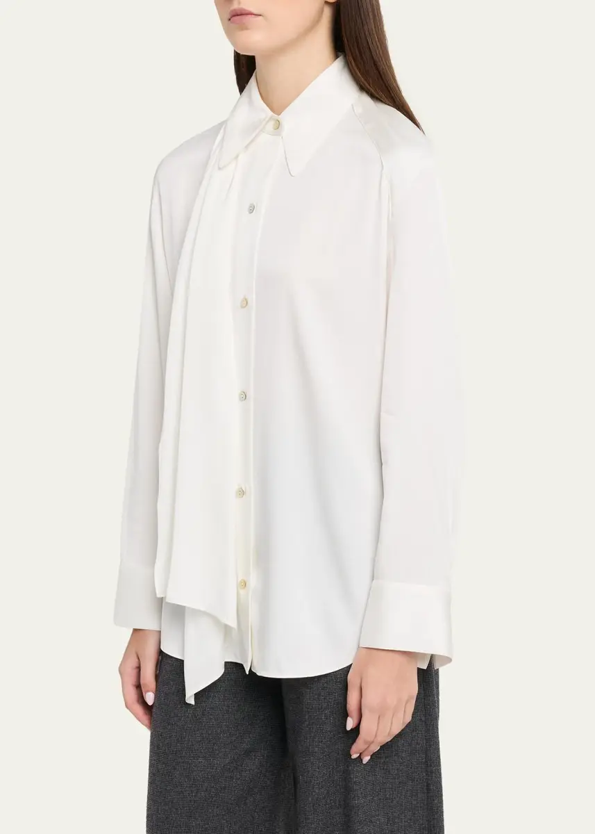 Vince Draped Scarf Silk-Blend Shirt | Thumbnail 4 Vince Draped Scarf Silk-Blend Shirt | Thumbnail 4
