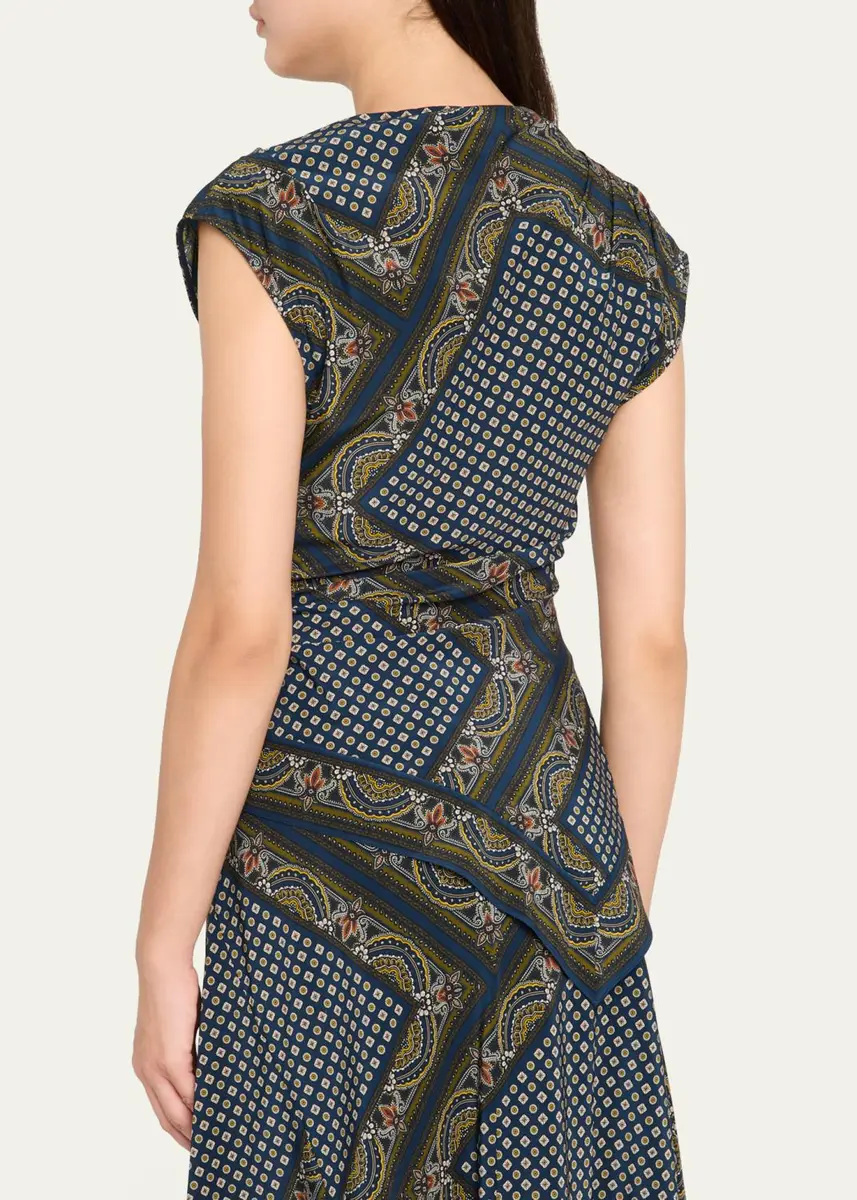 Veronica Beard Yvonne Paisley Silk-Blend Asymmetric Top | Thumbnail 3