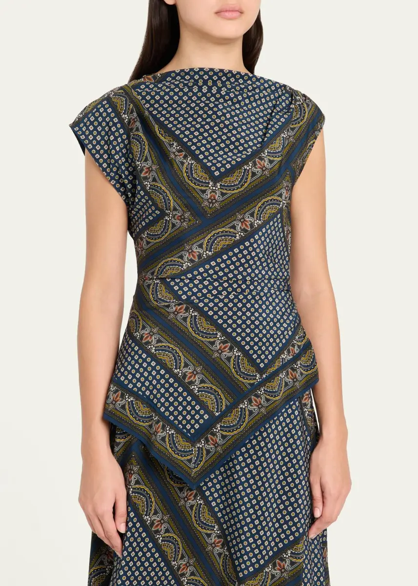 Veronica Beard Yvonne Paisley Silk-Blend Asymmetric Top | Thumbnail 4
