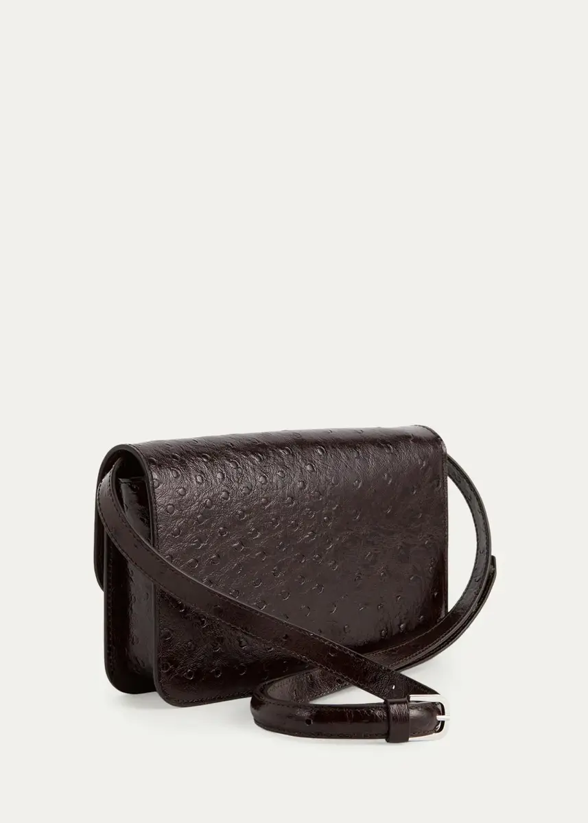 TOTEME T-Lock Ostrich-Embossed Leather Crossbody Bag | Thumbnail 2
