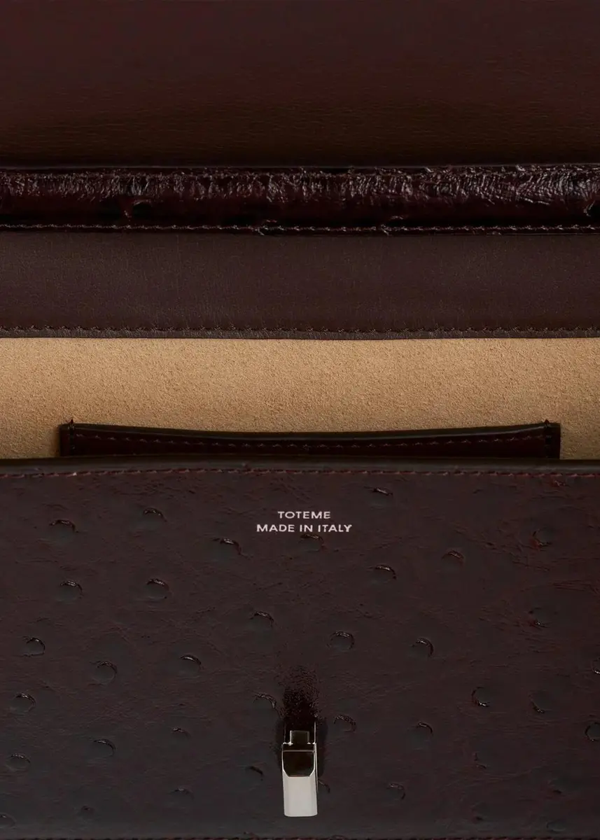 TOTEME T-Lock Ostrich-Embossed Leather Crossbody Bag | Thumbnail 3