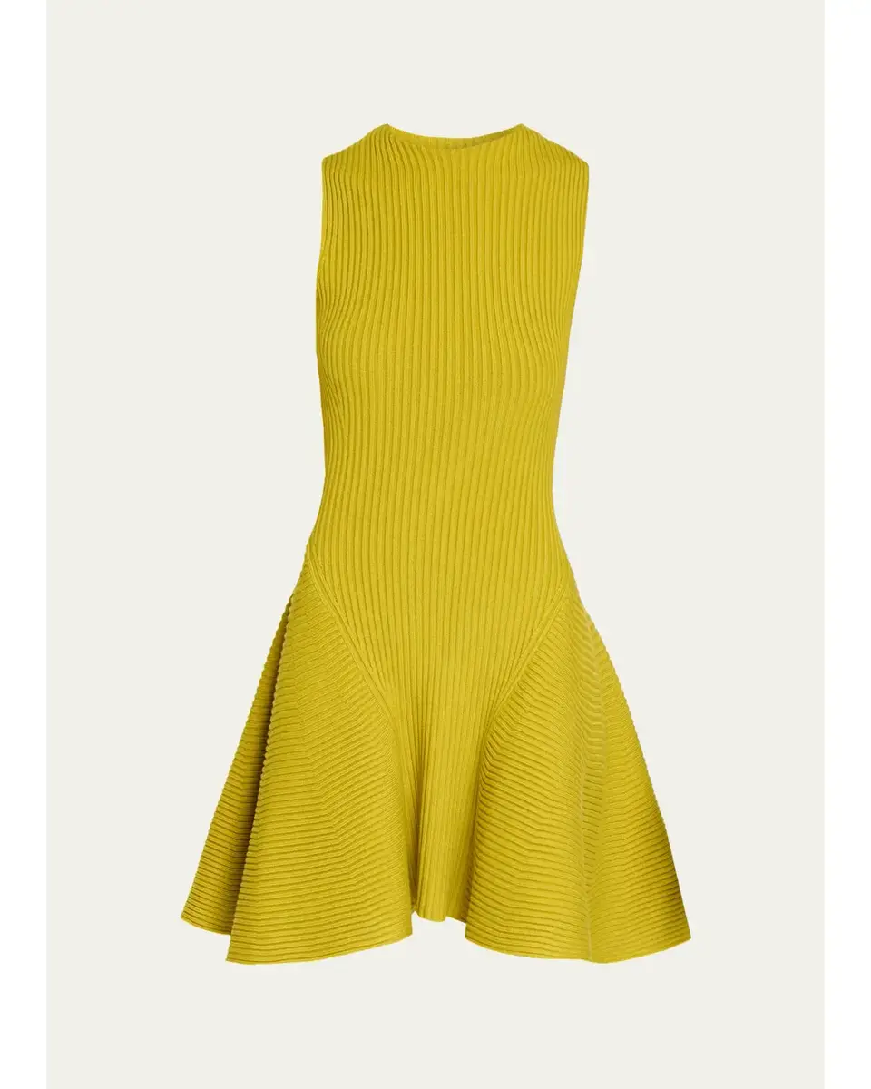 Alaïa Sleeveless English Rib Mini Skater Dress | Thumbnail 2 Alaïa Sleeveless English Rib Mini Skater Dress | Thumbnail 2