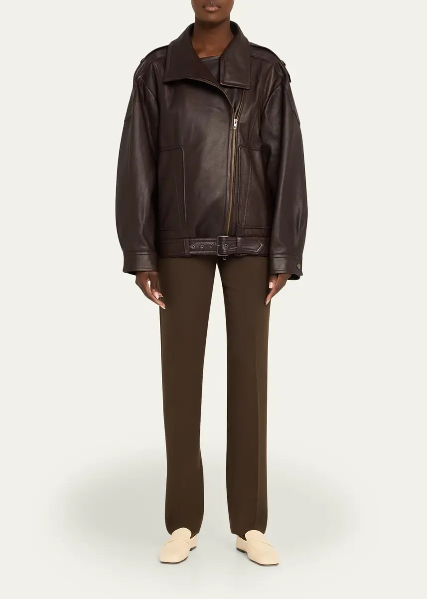 Vince Oversized Leather Aviator Jacket | Thumbnail 2 Vince Oversized Leather Aviator Jacket | Thumbnail 2