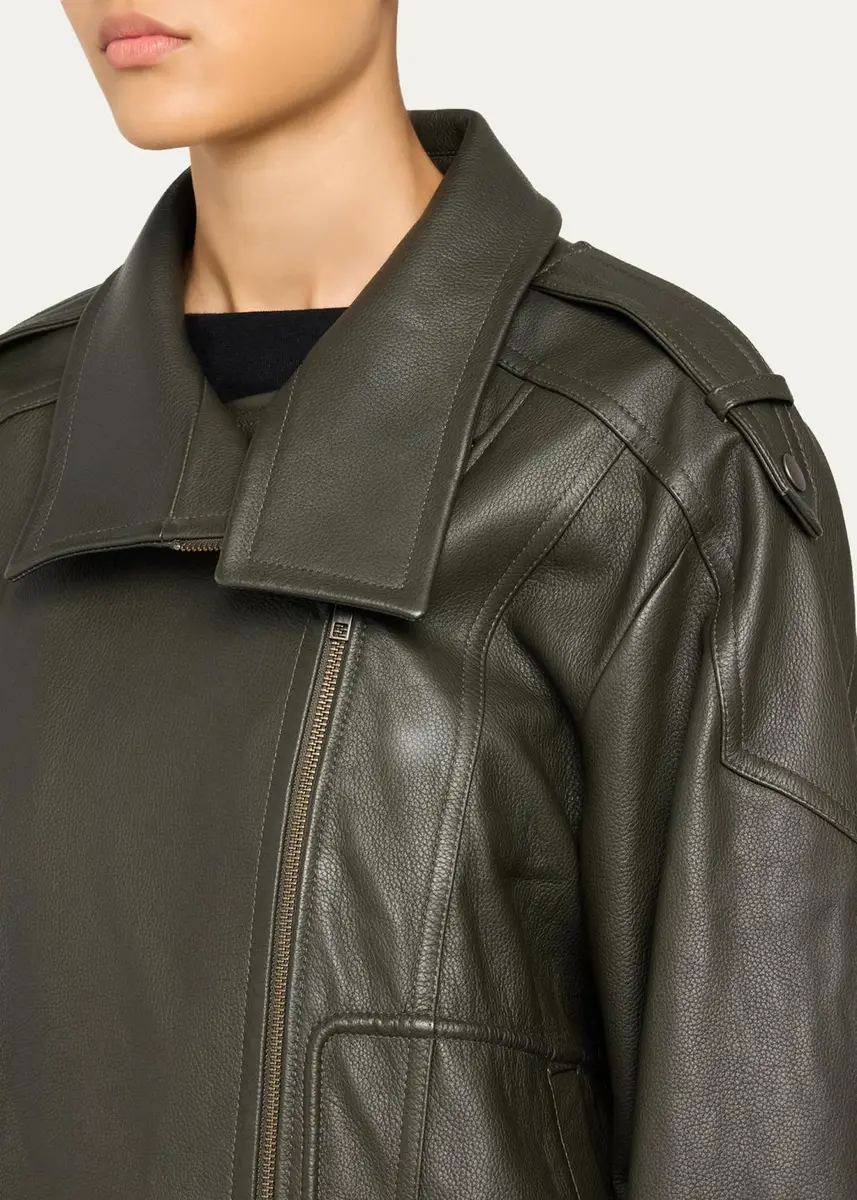 Vince Oversized Leather Aviator Jacket | Thumbnail 9 Vince Oversized Leather Aviator Jacket | Thumbnail 9
