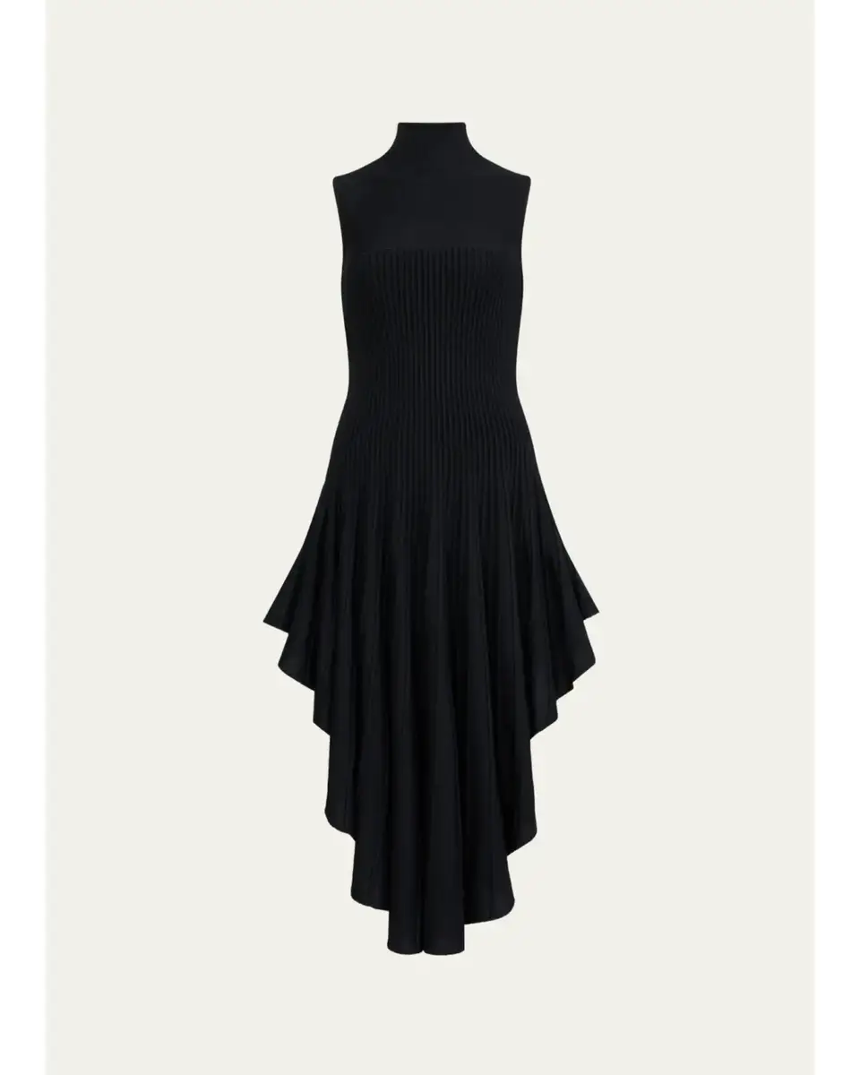 Alaïa Mock-Neck Sleeveless Sculpted Pointed Midi Dress | Thumbnail 2