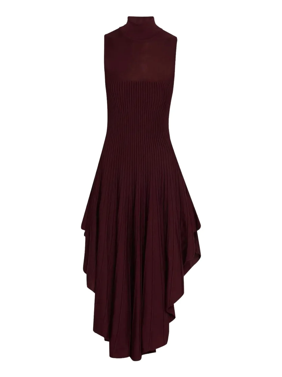 Mock-Neck Sleeveless Sculpted Pointed Midi Dress Mock-Neck Sleeveless Sculpted Pointed Midi Dress