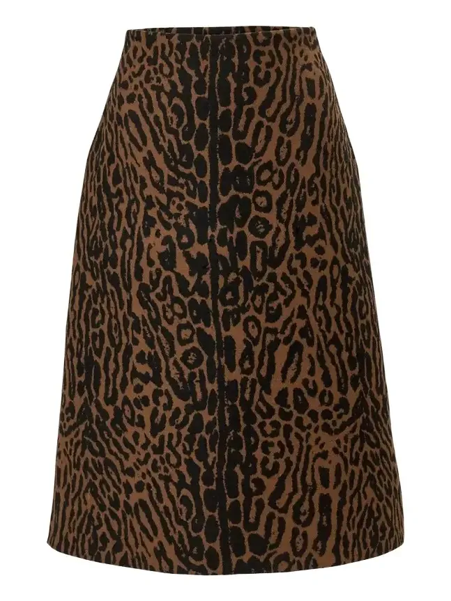 Wool Leopard A Line Skirt Wool Leopard A Line Skirt