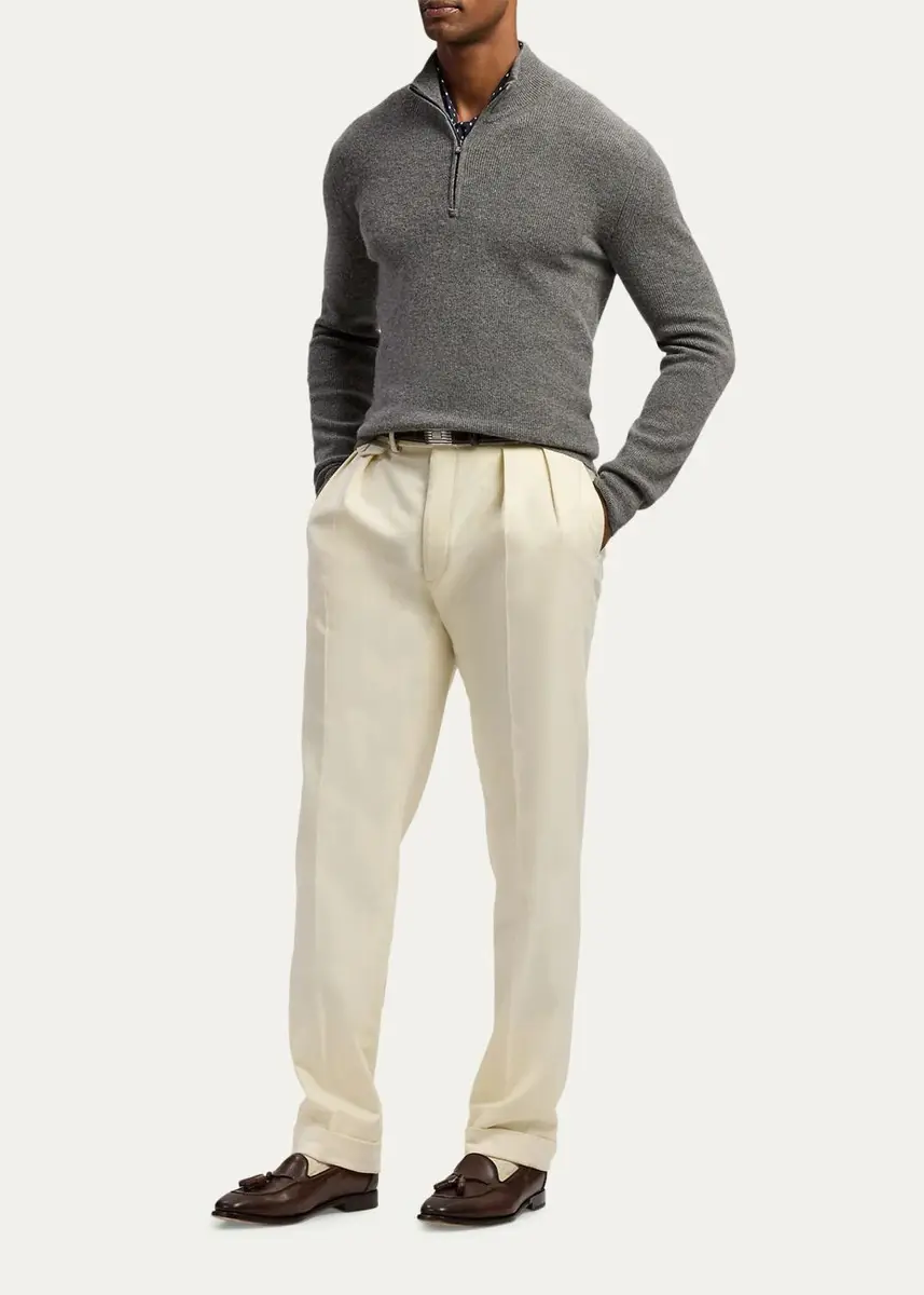 Ralph Lauren Purple Label Men's Textured Cashmere Quarter-Zip Sweater | Thumbnail 2 Ralph Lauren Purple Label Men's Textured Cashmere Quarter-Zip Sweater | Thumbnail 2