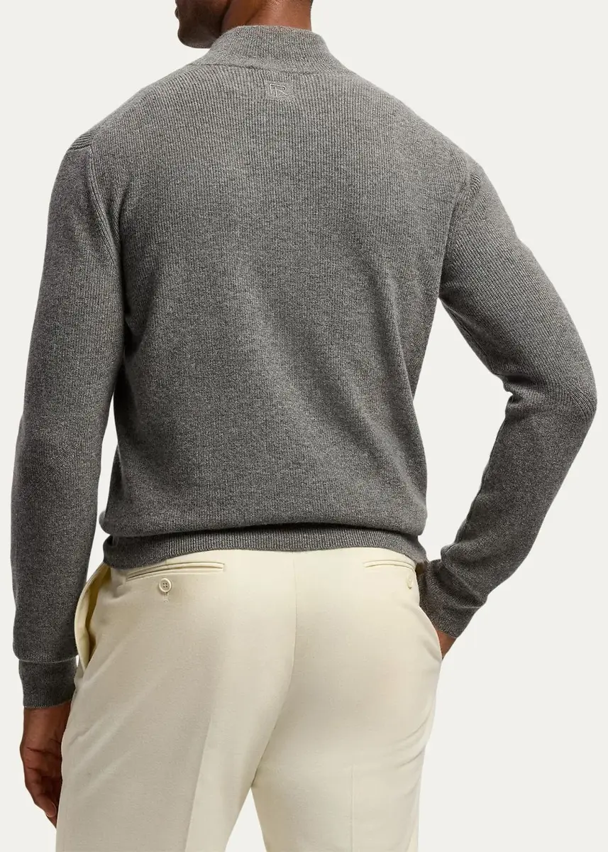 Ralph Lauren Purple Label Men's Textured Cashmere Quarter-Zip Sweater | Thumbnail 3 Ralph Lauren Purple Label Men's Textured Cashmere Quarter-Zip Sweater | Thumbnail 3