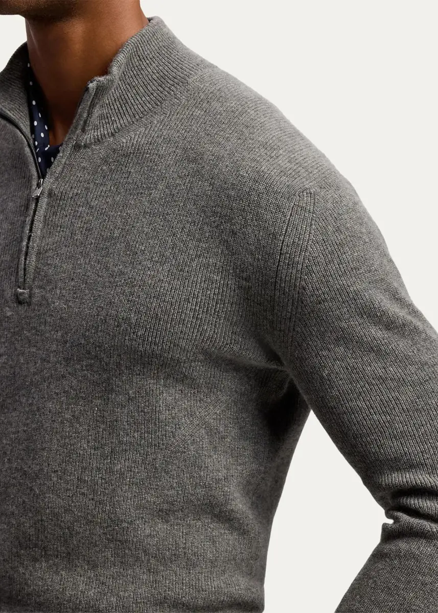 Ralph Lauren Purple Label Men's Textured Cashmere Quarter-Zip Sweater | Thumbnail 5 Ralph Lauren Purple Label Men's Textured Cashmere Quarter-Zip Sweater | Thumbnail 5