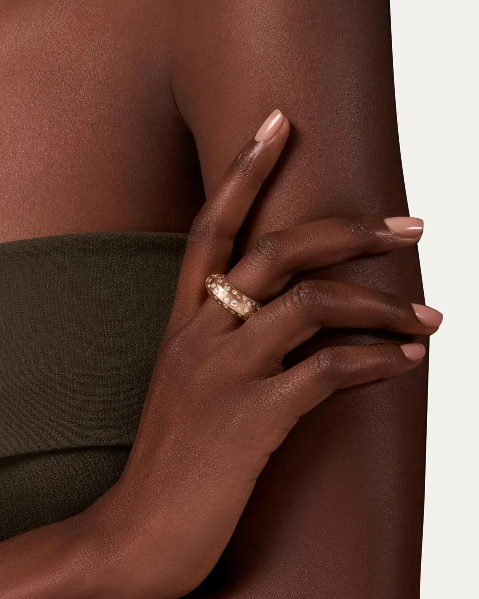 Reza Tour 18K Rose Gold Diamond Ecrou Satin Ring | Thumbnail 2 Reza Tour 18K Rose Gold Diamond Ecrou Satin Ring | Thumbnail 2