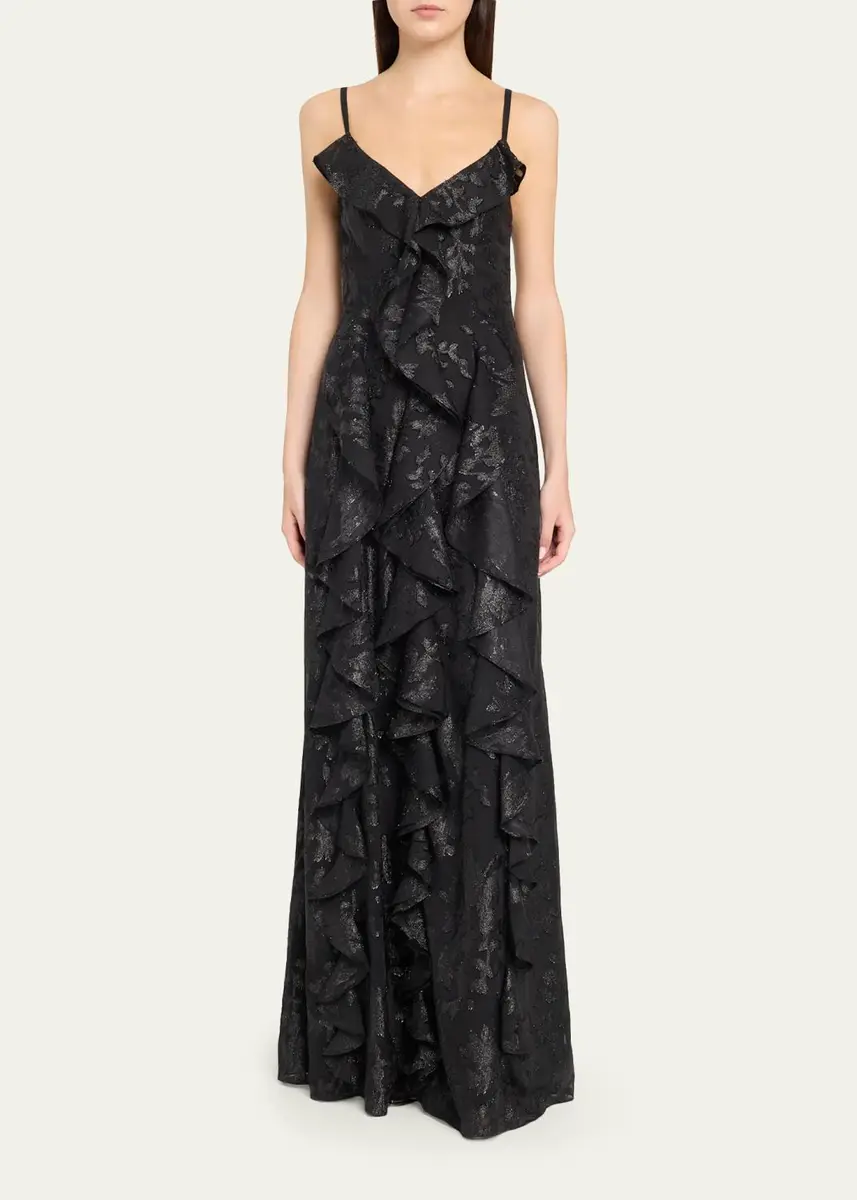 Ramy Brook Penelope Flocked Ruffled Gown | Thumbnail 2 Ramy Brook Penelope Flocked Ruffled Gown | Thumbnail 2