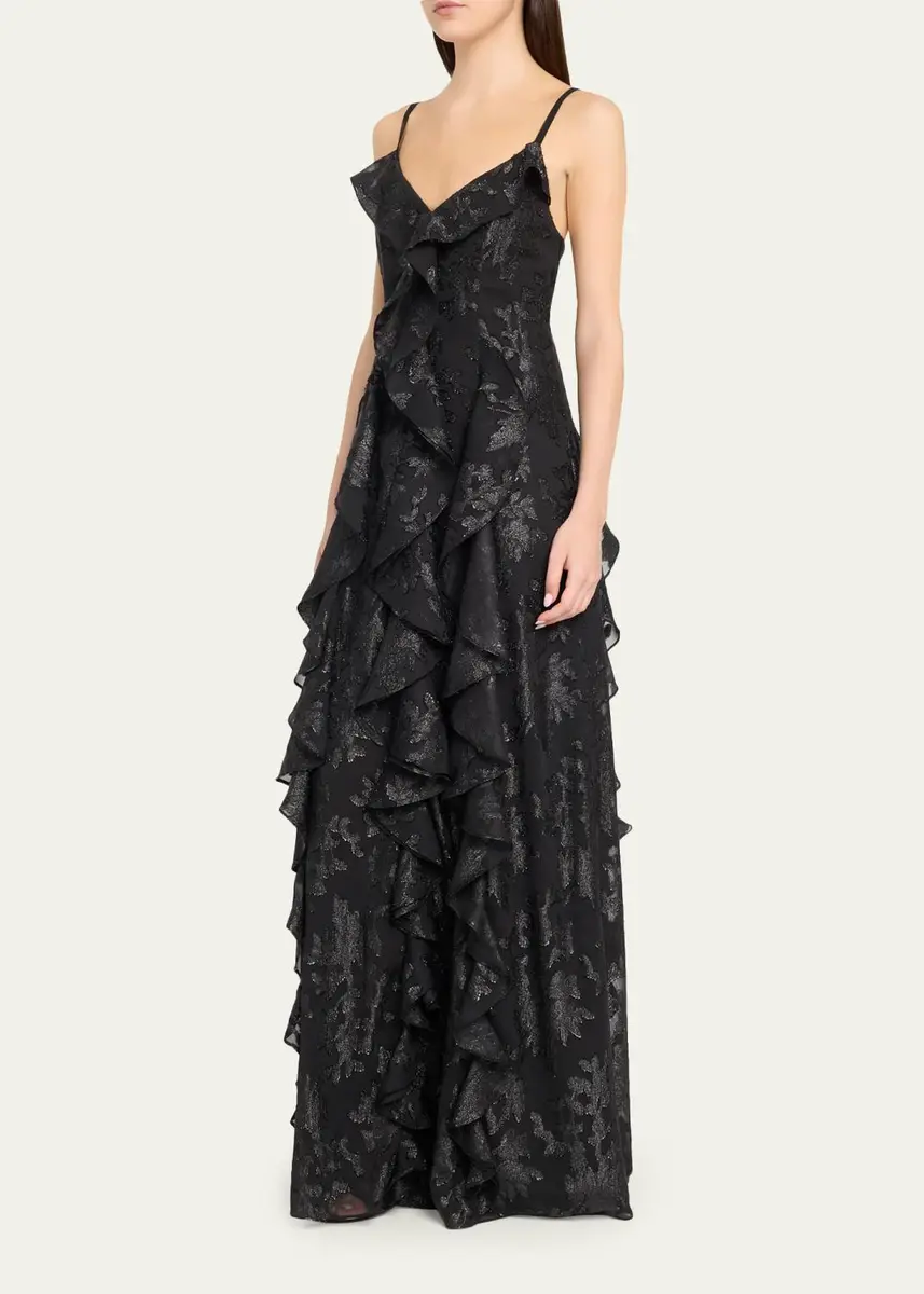 Ramy Brook Penelope Flocked Ruffled Gown | Thumbnail 4 Ramy Brook Penelope Flocked Ruffled Gown | Thumbnail 4