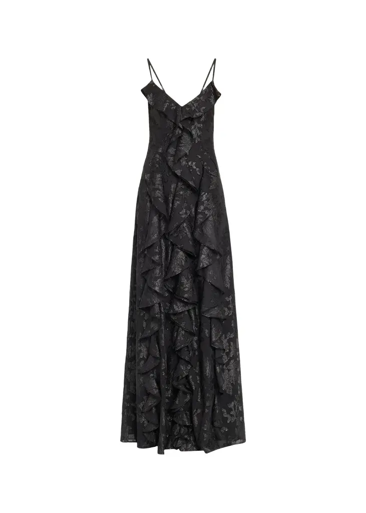 Ramy Brook Penelope Flocked Ruffled Gown