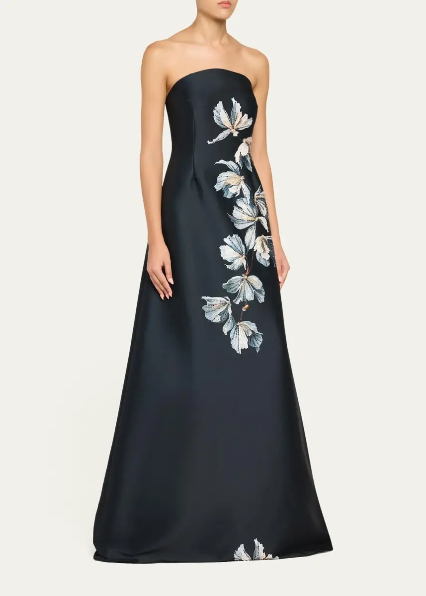 Rickie Freeman for Teri Jon Beaded Floral Mikado A-Line Gown | Thumbnail 4