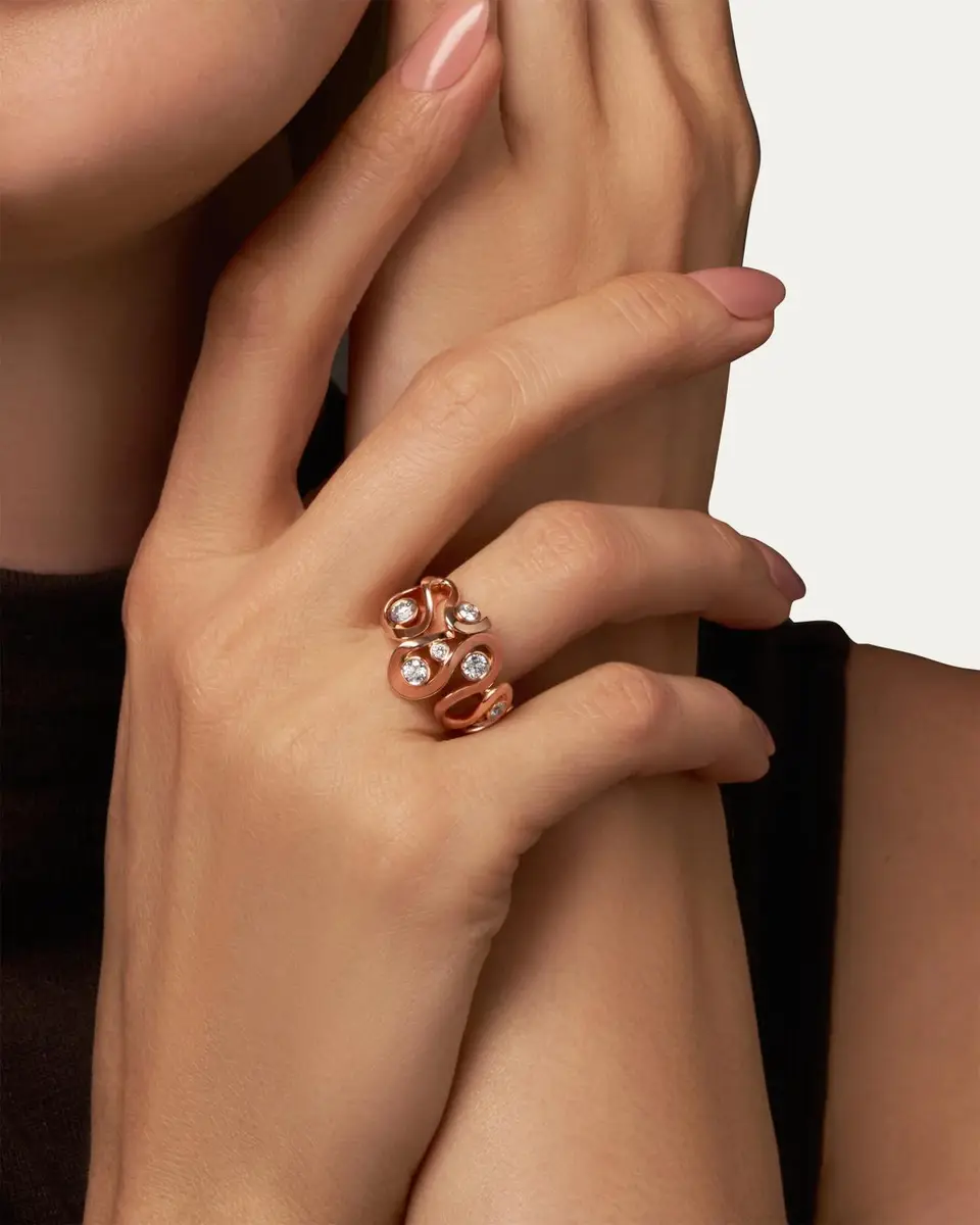 Reza Contour 18K Rose Gold Diamond Loop Ring | Thumbnail 2 Reza Contour 18K Rose Gold Diamond Loop Ring | Thumbnail 2