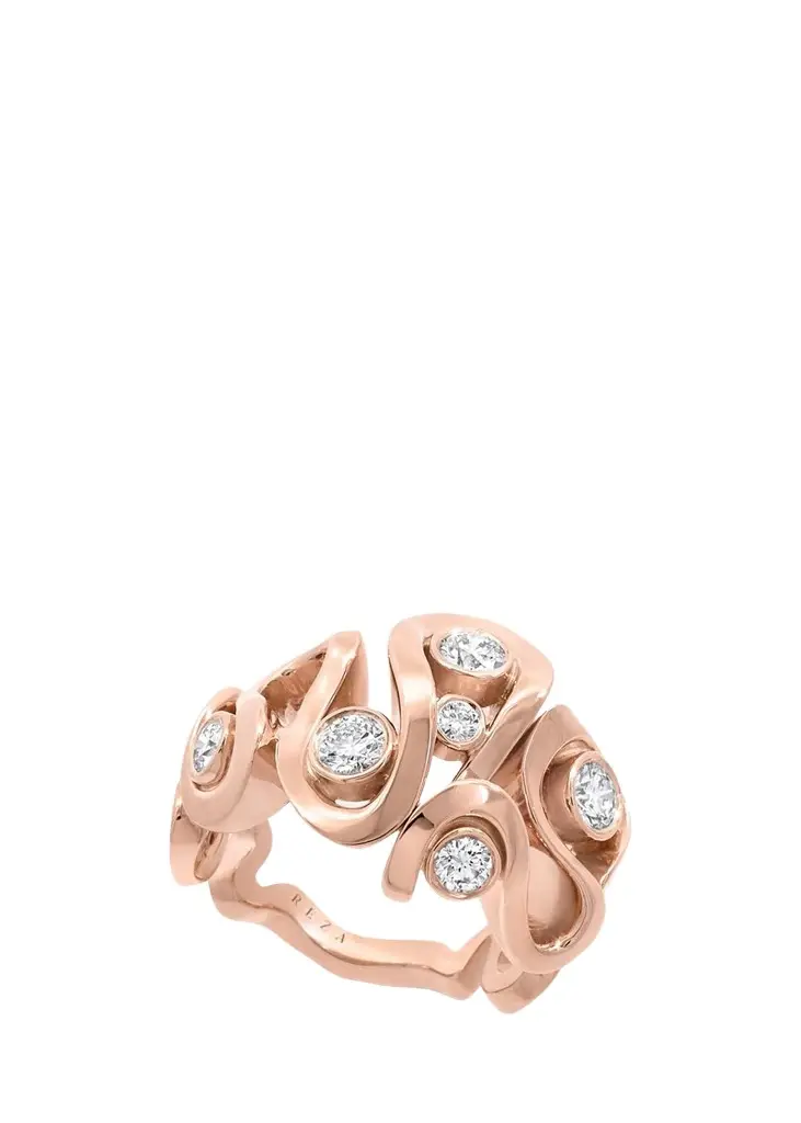 Reza Contour 18K Rose Gold Diamond Loop Ring