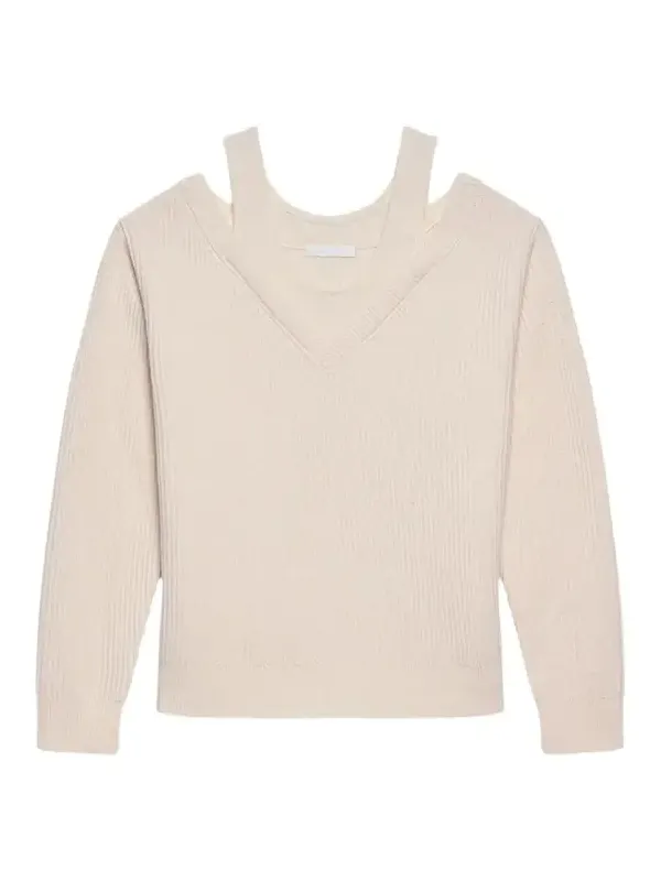 Cold-Shoulder Wool Top