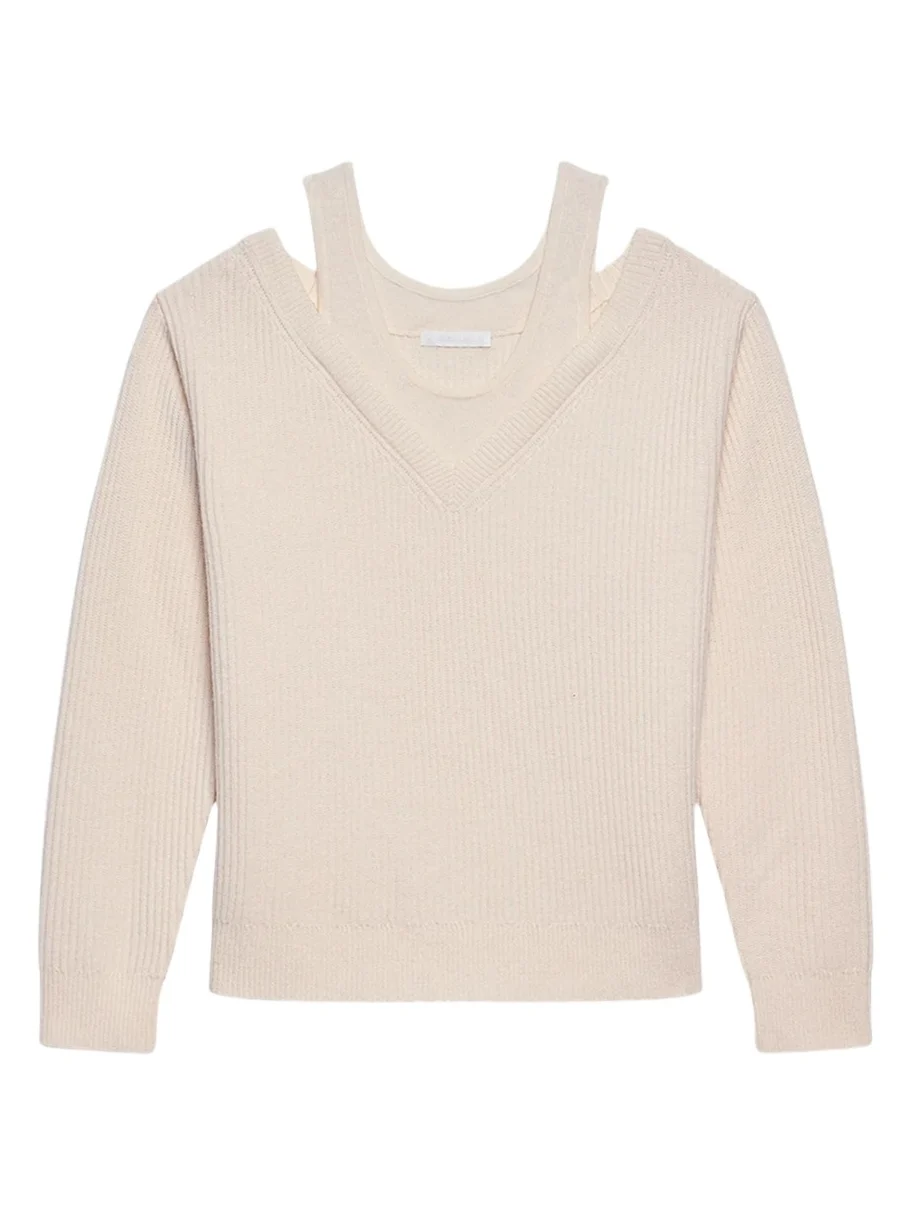 Helmut Lang Cold-Shoulder Wool Top