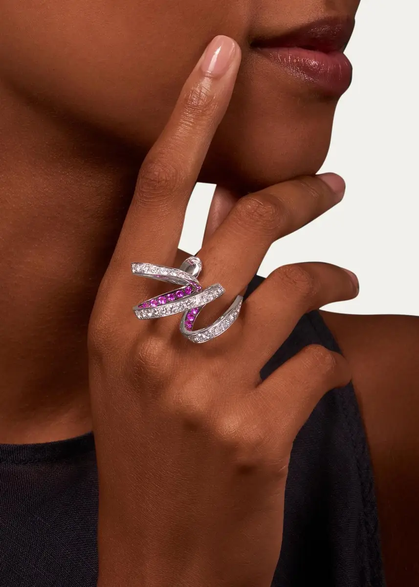 Reza Ruban Blackened 18K White Gold Pink Sapphire and Diamond Ring | Thumbnail 2