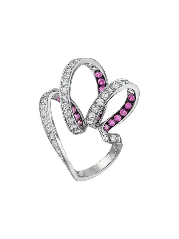 Ruban Blackened 18K White Gold Pink Sapphire and Diamond Ring Ruban Blackened 18K White Gold Pink Sapphire and Diamond Ring