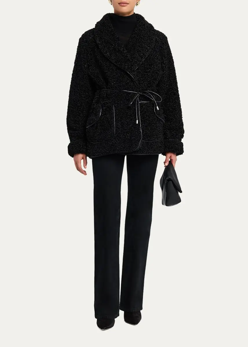 Simkhai Kimia Tie Waist Sherpa Jacket | Thumbnail 2 Simkhai Kimia Tie Waist Sherpa Jacket | Thumbnail 2