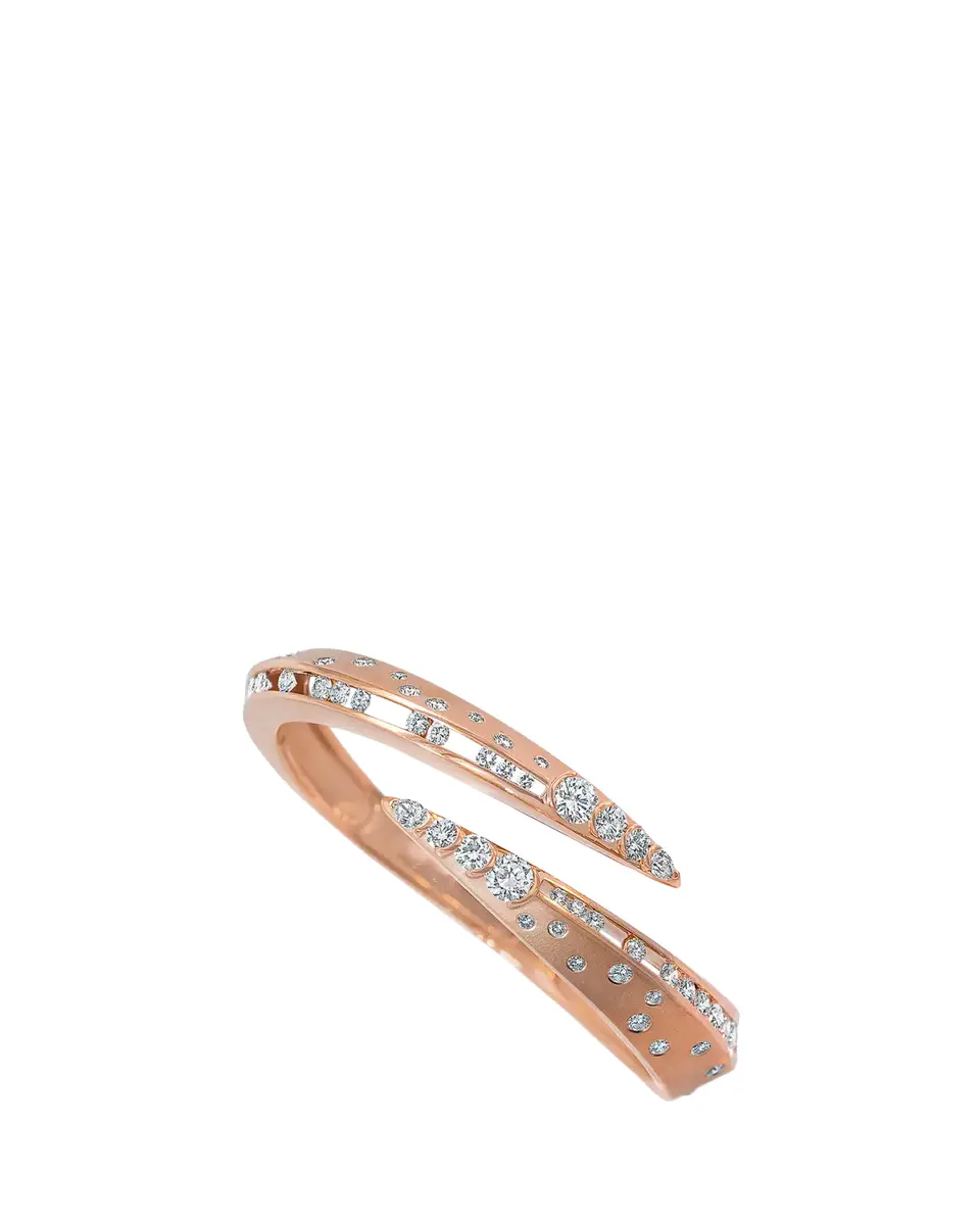 Reza Dune 18K Rose Gold Diamond Eventail Narrow Cuff Bracelet | Thumbnail 2