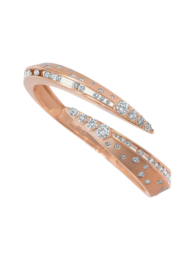 Dune 18K Rose Gold Diamond Eventail Narrow Cuff Bracelet Dune 18K Rose Gold Diamond Eventail Narrow Cuff Bracelet