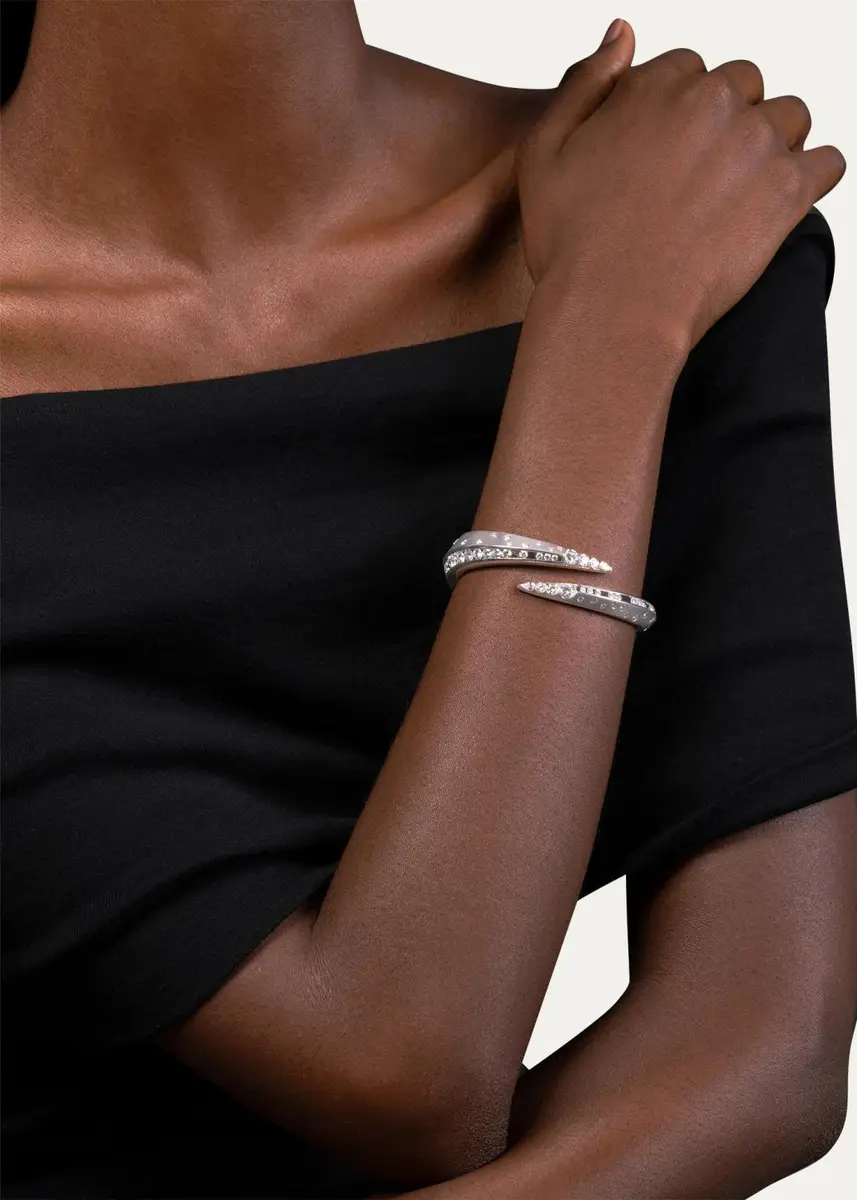 Reza Dune 18K White Gold Diamond Eventail Narrow Cuff Bracelet | Thumbnail 2 Reza Dune 18K White Gold Diamond Eventail Narrow Cuff Bracelet | Thumbnail 2
