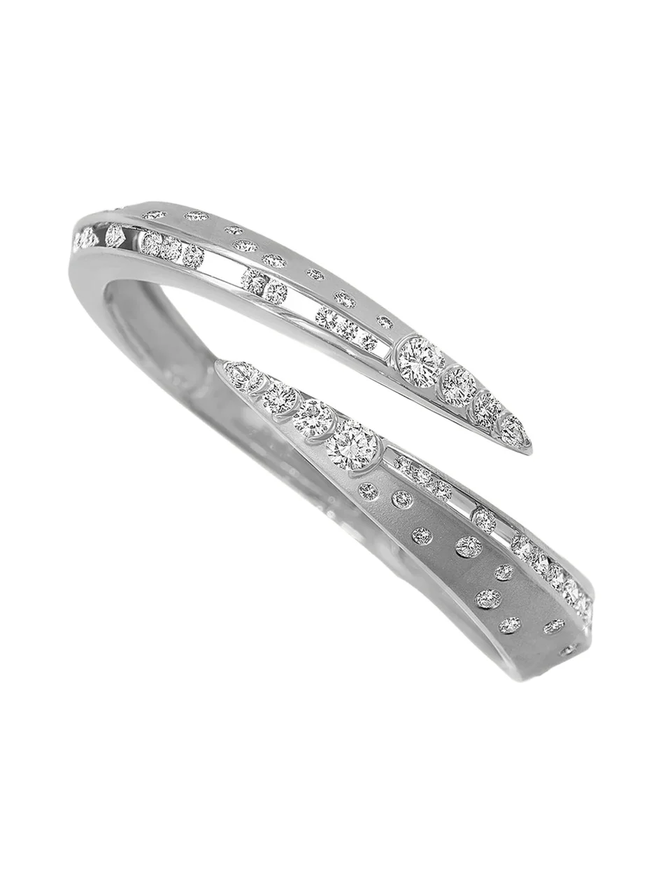 Dune 18K White Gold Diamond Eventail Narrow Cuff Bracelet