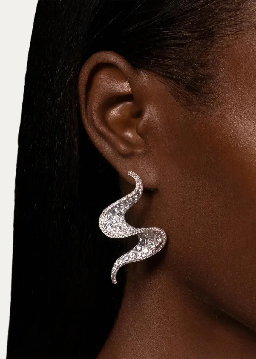 Reza Contour 18K White Gold Diamond Spiral Earrings | Thumbnail 2