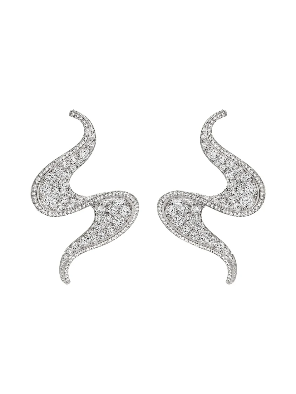 Contour 18K White Gold Diamond Spiral Earrings