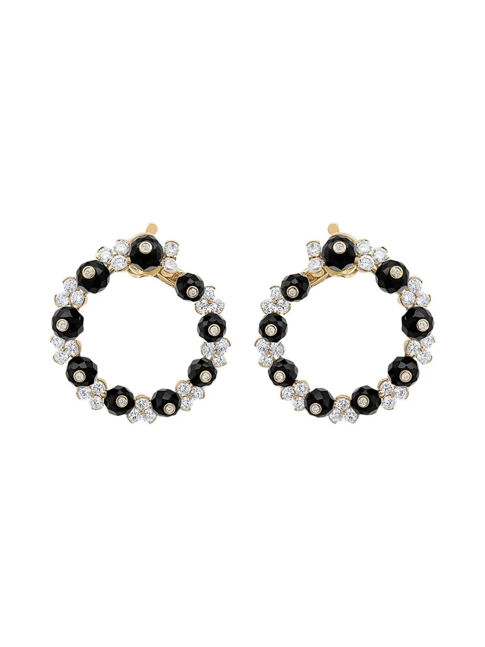Nature 18K Yellow Gold White Diamond and Black Onyx Farandola Earrings Nature 18K Yellow Gold White Diamond and Black Onyx Farandola Earrings