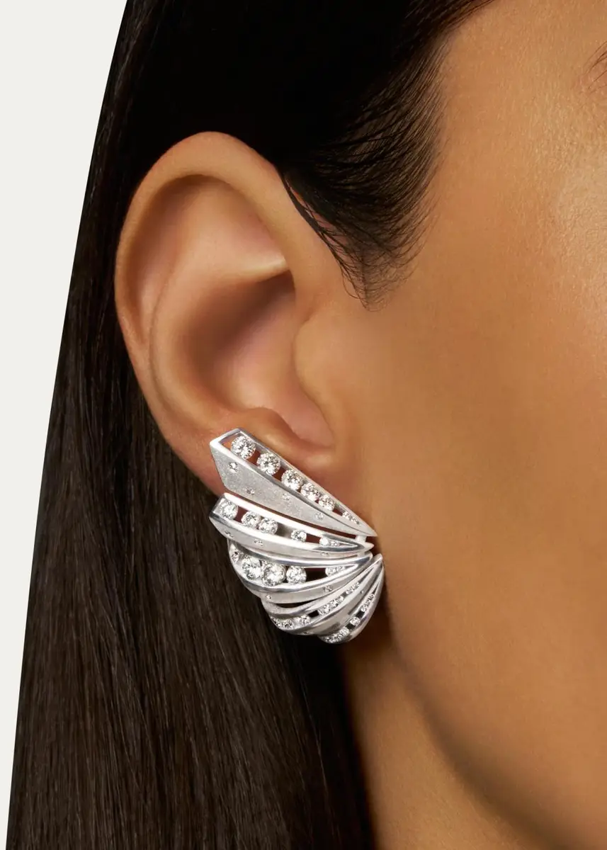 Reza Dune Blackened 18K White Gold Diamond Sunray Earrings | Thumbnail 2 Reza Dune Blackened 18K White Gold Diamond Sunray Earrings | Thumbnail 2