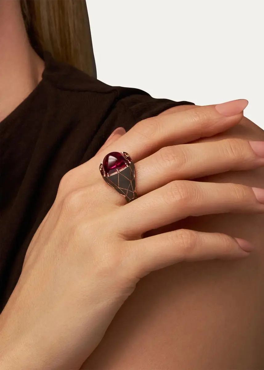 Reza Facette Blackened 18K Rose Gold Rubellite Tourmaline Ring | Thumbnail 2 Reza Facette Blackened 18K Rose Gold Rubellite Tourmaline Ring | Thumbnail 2