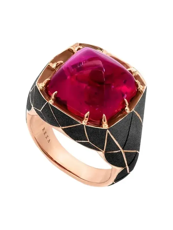 Facette Blackened 18K Rose Gold Rubellite Tourmaline Ring