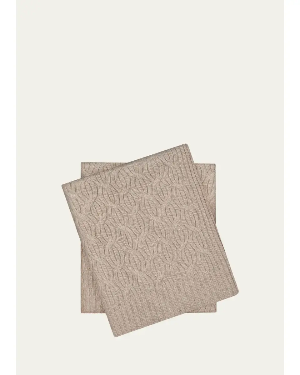 Sofia Cashmere Modern Cable-Knit Cashmere Throw, 56" x 72" | Thumbnail 2 Sofia Cashmere Modern Cable-Knit Cashmere Throw, 56" x 72" | Thumbnail 2