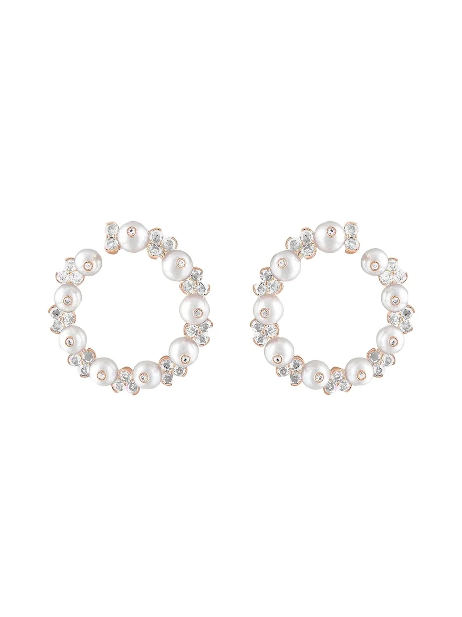 Reza Nature 18K Rose Gold White Diamond and Pearl Farandola Earrings