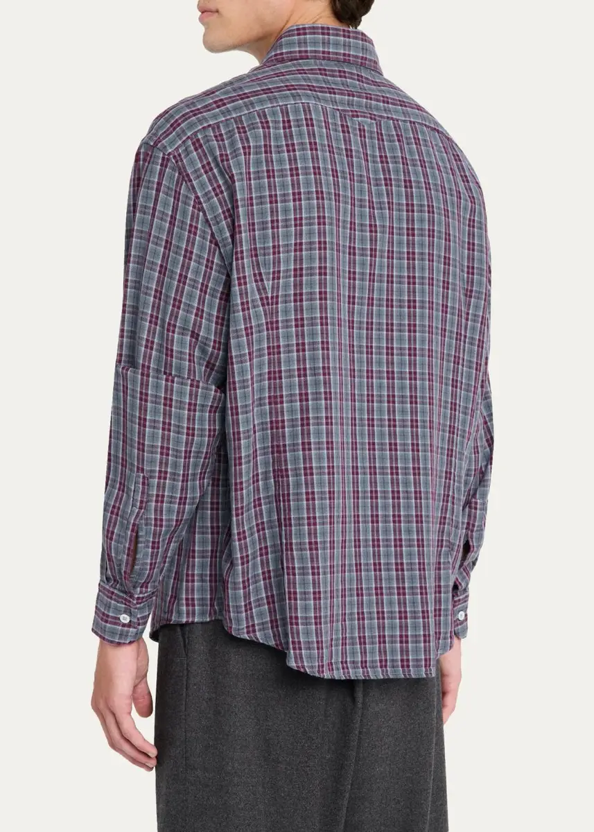 Massimo Alba Men's Plaid Cotton Button-Front Shirt | Thumbnail 3
