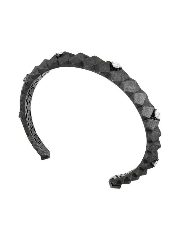 Facette Blackened 18K White Gold Diamond and Sapphire Cuff Bracelet
