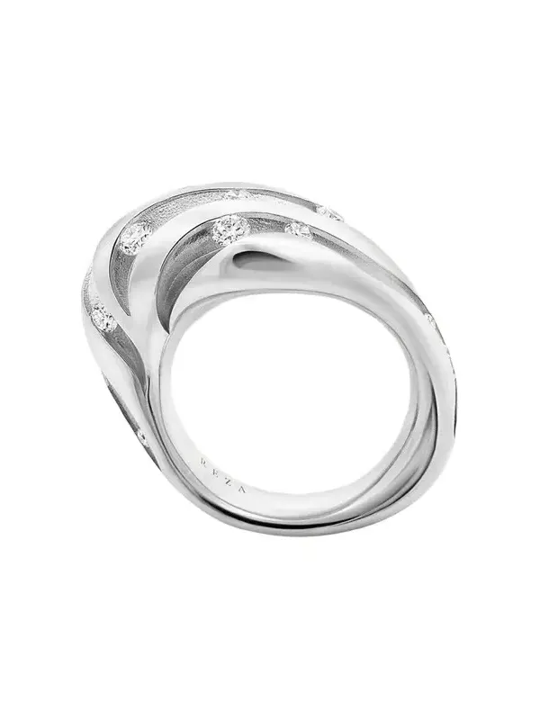 Moon 18K White Gold Diamond Drift Ring Moon 18K White Gold Diamond Drift Ring