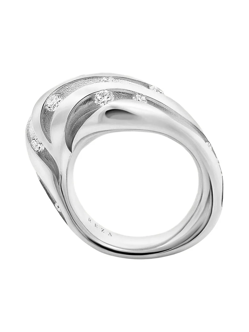 Moon 18K White Gold Diamond Drift Ring