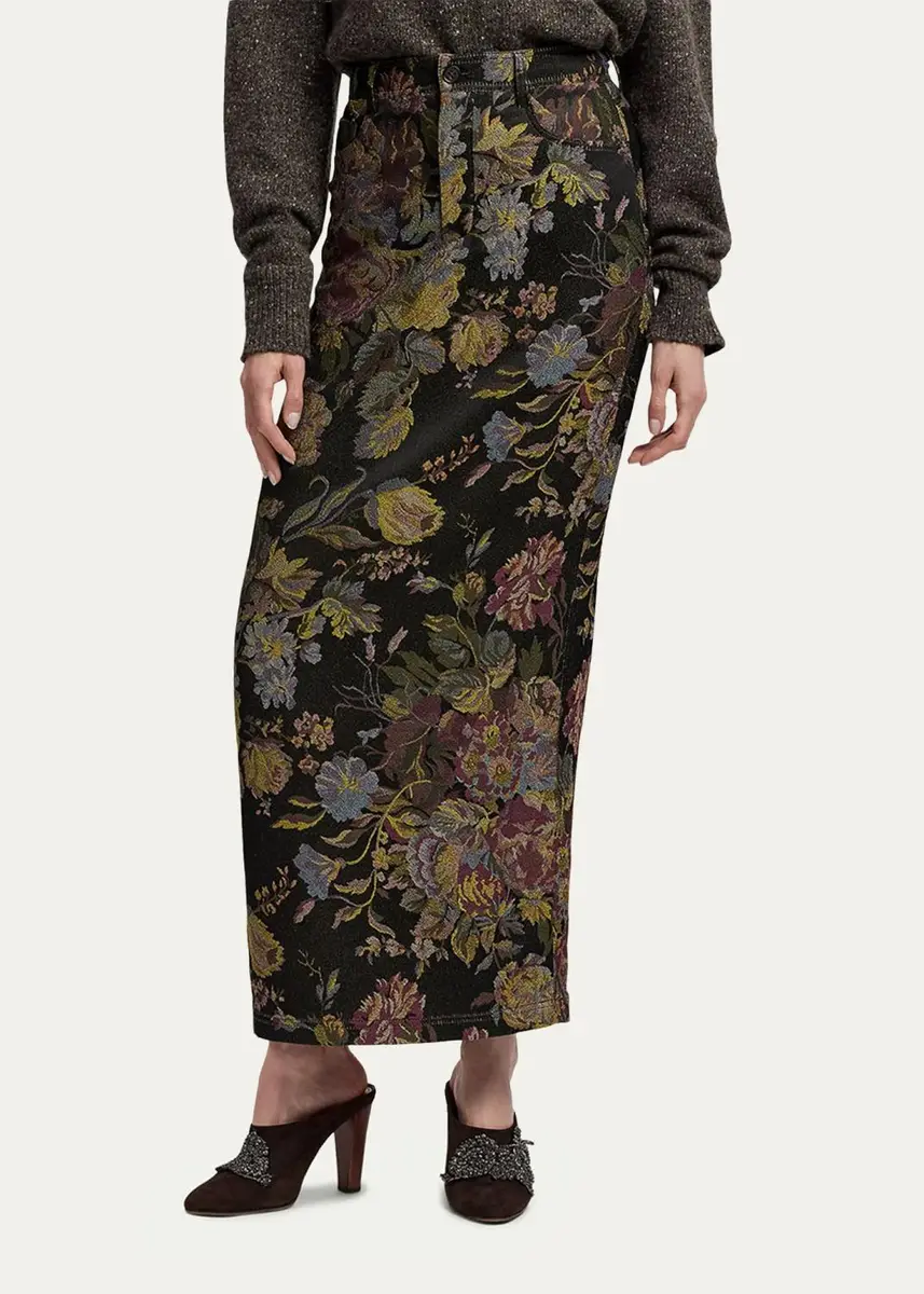 Ralph Lauren Collection Fontaine Floral Jacquard Skirt | Thumbnail 4 Ralph Lauren Collection Fontaine Floral Jacquard Skirt | Thumbnail 4
